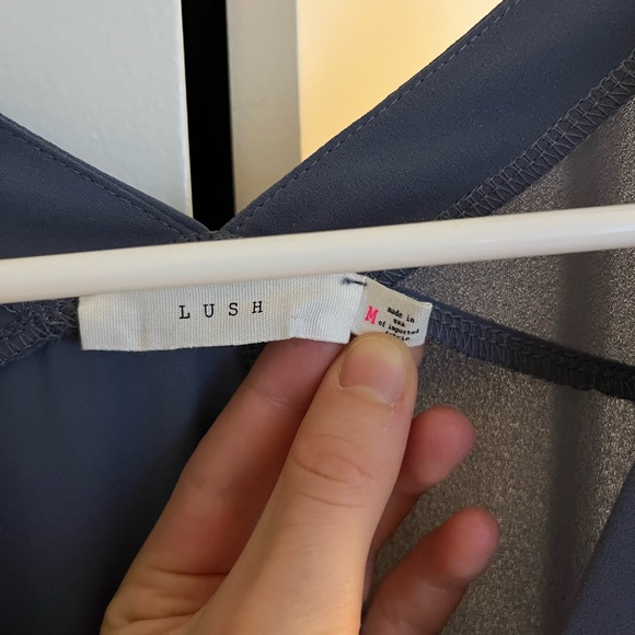 NEW! Lush Blue Draped V-Neck Blouse - Picture 3 of 4